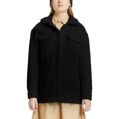 Knowledge Cotton Apparel Women's Betony Teddy Overshirt Black Jet S Knowledge Cotton Apparel Women's Betony Teddy Overshirt Black Jet S