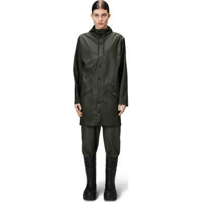 Rains Unisex Long Jacket Green S Rains Unisex Long Jacket Green S