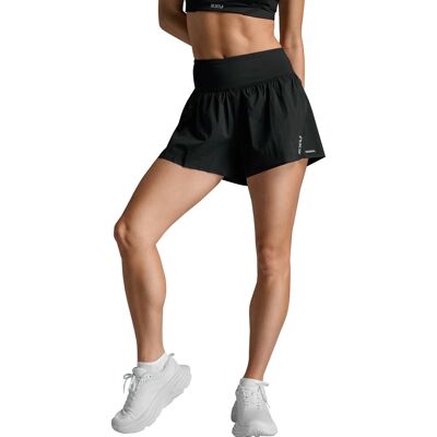 2XU Women's Aero Hi-Rise 2-In-1 3 Inch Shorts Black/silver Reflective L 2XU Women's Aero Hi-Rise 2-In-1 3 Inch Shorts Black/silver Reflective L