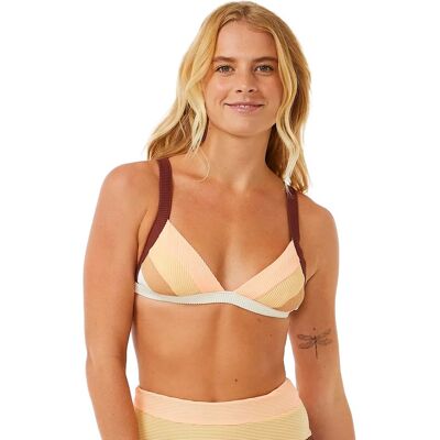 Rip Curl Women's Block Party Spliced Fixed Triangle Bikini Top Bone L Rip Curl Women's Block Party Spliced Fixed Triangle Bikini Top Bone L