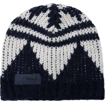Varg Unisex Bräcke Knitted Beanie Dark Blue With Off White One Size Varg Unisex Bräcke Knitted Beanie Dark Blue With Off White One Size