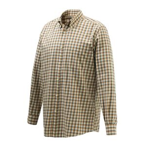 Beretta Men's Wood Button Down Shirt L, Beige & Rust Check
