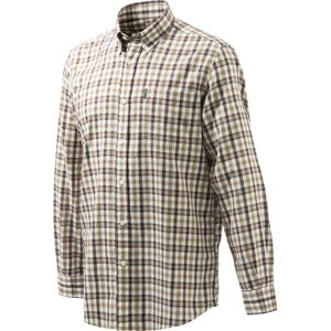 Beretta Men's Wood Button Down Shirt M, Beige & Brunette Check