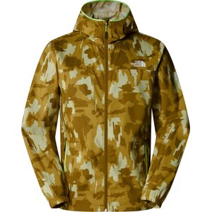 The North Face Men's Mountain Athletics Printed Hooded Wind Jacket Amber Green Painted Mountains Print S The North Face Men's Mountain Athletics Printed Hooded Wind Jacket Amber Green Painted Mountains Print S