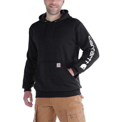 Carhartt Men's Sleeve Logo Hooded Sweatshirt Black M Carhartt Men's Sleeve Logo Hooded Sweatshirt Black M