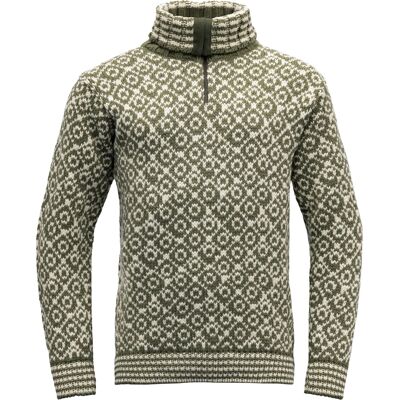 Devold Unisex Svalbard Wool Zip Neck Olive/Offwhite XS Devold Unisex Svalbard Wool Zip Neck Olive/Offwhite XS