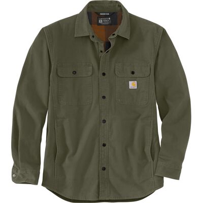 Carhartt Men's Canvas Fleece-Lined Shirt Jacket Basil S Carhartt Men's Canvas Fleece-Lined Shirt Jacket Basil S