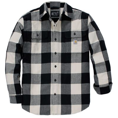 Carhartt Men's Long-Sleeve Plaid Shirt Oat Milk S Carhartt Men's Long-Sleeve Plaid Shirt Oat Milk S