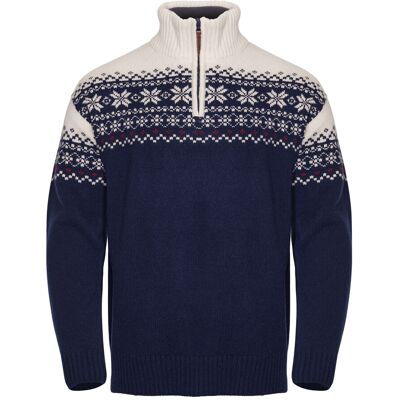Gridarmor Men's Snøkrystall Half Zip Ullgenser Dark Navy/White/Red S Gridarmor Men's Snøkrystall Half Zip Ullgenser Dark Navy/White/Red S