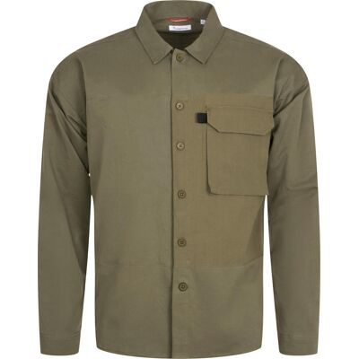 Knowledge Cotton Apparel Men's Outdoor Twill Overshirt With Contrast Fabric Burned Olive S Knowledge Cotton Apparel Men's Outdoor Twill Overshirt With Contrast Fabric Burned Olive S