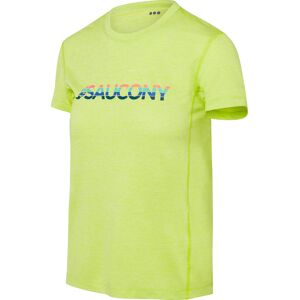 Saucony Women's Stopwatch Graphic Short Sleeve Acid Lime Heather XS, Acid Lime Heather