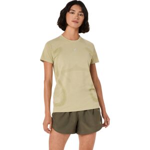 Asics Women's Road Seamless Short Sleeve Top Khaki/Cream XL Asics Women's Road Seamless Short Sleeve Top Khaki/Cream XL