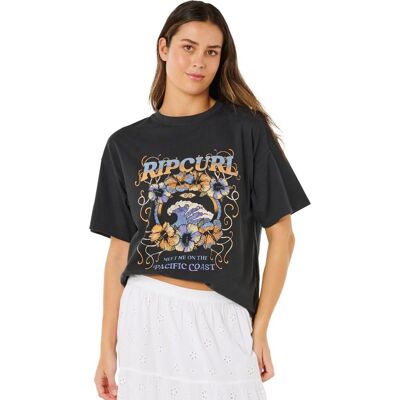 Rip Curl Women's Pacific Coast Heritage Tee Washed Black M Rip Curl Women's Pacific Coast Heritage Tee Washed Black M