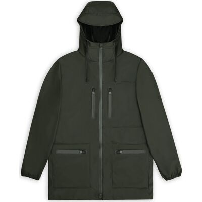 Rains Unisex Cargo Long Jacket W3 Green XS Rains Unisex Cargo Long Jacket W3 Green XS