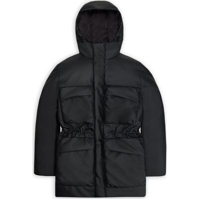 Rains Unisex Askim Long Insulated Cargo Jacket W3T4 Black S Rains Unisex Askim Long Insulated Cargo Jacket W3T4 Black S