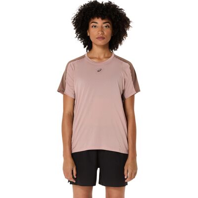 Asics Women's Fujitrail Elite Ss Top Neutral Pink/taupe Grey XS Asics Women's Fujitrail Elite Ss Top Neutral Pink/taupe Grey XS