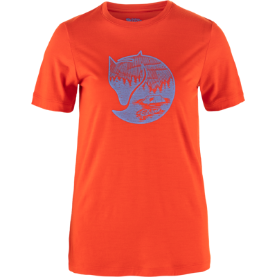 Fjällräven Women's Abisko Wool Fox Short Sleeve Flame Orange-Ultramarine XS Fjällräven Women's Abisko Wool Fox Short Sleeve Flame Orange-Ultramarine XS