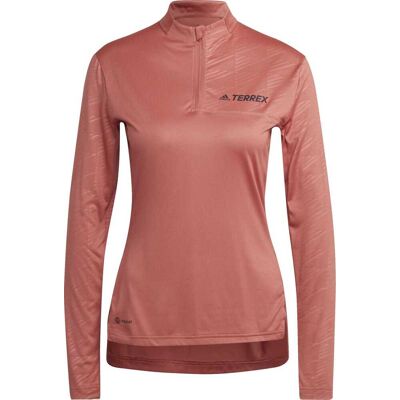 Adidas Women's Terrex Multi Half-Zip Tee Wonred XS Adidas Women's Terrex Multi Half-Zip Tee Wonred XS