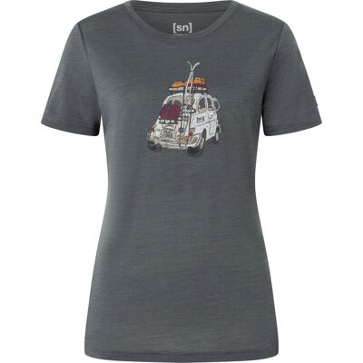 super.natural Women's Carski Tee Dark Shadow Melange/various XS super.natural Women's Carski Tee Dark Shadow Melange/various XS