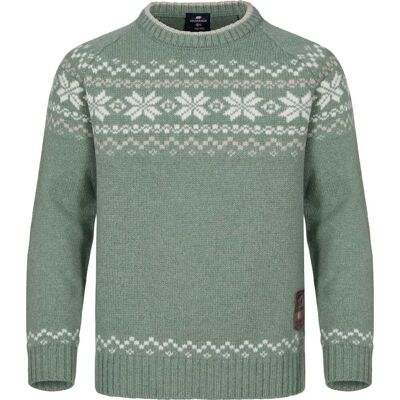 Gridarmor Kids' Snøkrystall Round Neck Ullgenser Green/White/Beige 98/104 Gridarmor Kids' Snøkrystall Round Neck Ullgenser Green/White/Beige 98/104