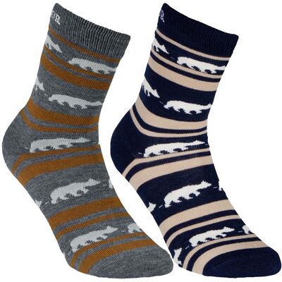 Gridarmor Striped Bear Merino Socks 2-pack One size Gridarmor Striped Bear Merino Socks 2-pack One size
