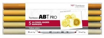 Tombow alkohol märkpenna ABT PRO Dual Brush 5P-5 gul farver Tombow alkohol märkpenna ABT PRO Dual Brush 5P-5 gul farver