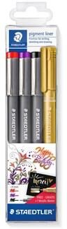Pigment liner 3 st & 1x metallic marker set 10st Pigment liner 3 st & 1x metallic marker set 10st