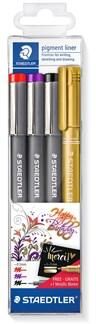 Pigment liner 3 st & 1x metallic marker set 10st