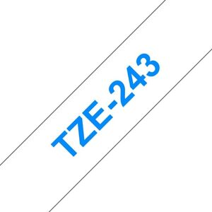 Tape 18mm TZe-243 blå på vit