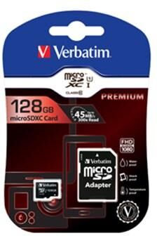 Verbatim Micro SDXC Card 128GB Class 10 w/adaptor 10st