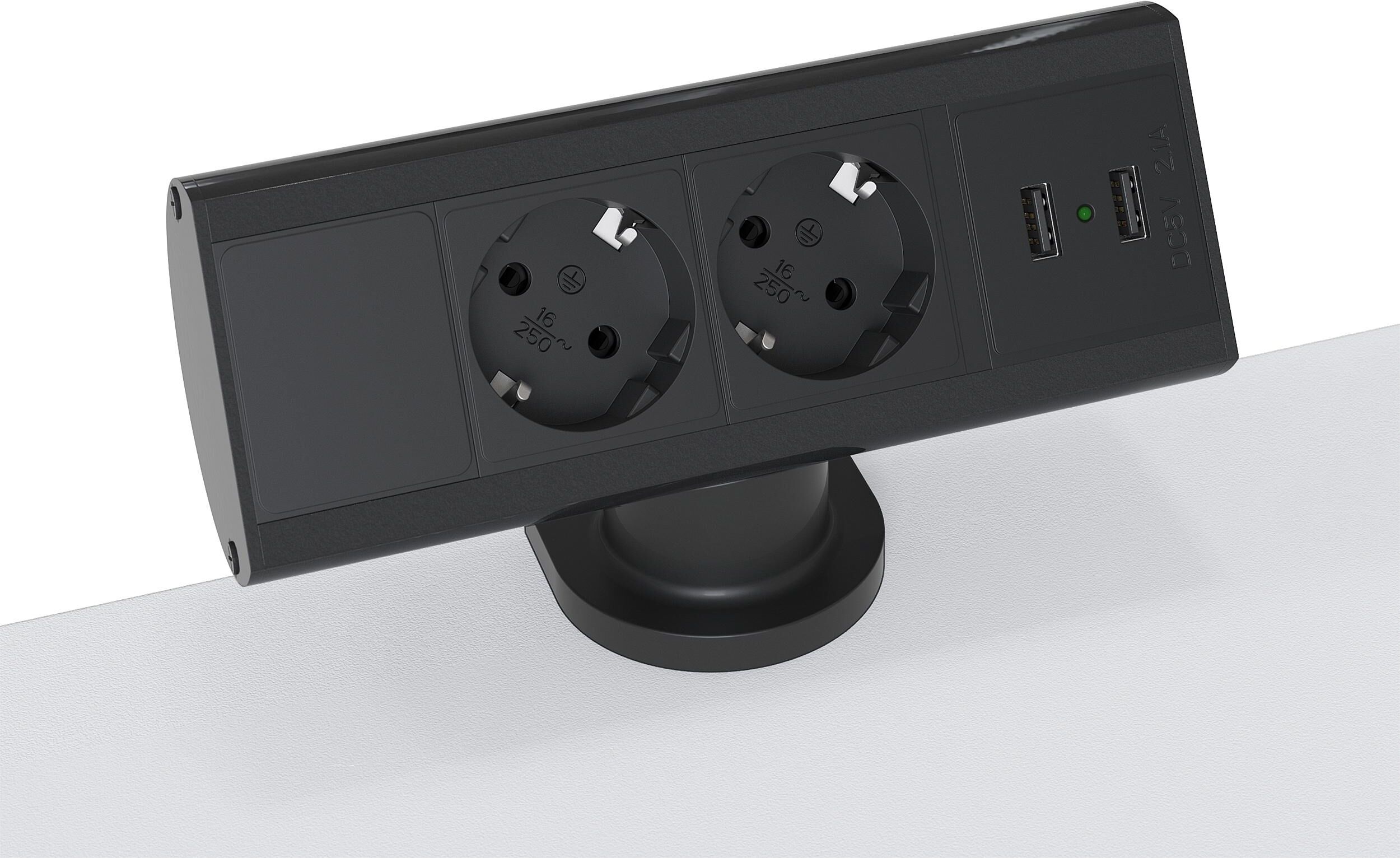 Axessline Desk - 2 El 2 USB Laddare (5V max 2.1A), Alu/Svart Axessline Desk - 2 El 2 USB Laddare (5V max 2.1A), Alu/Svart