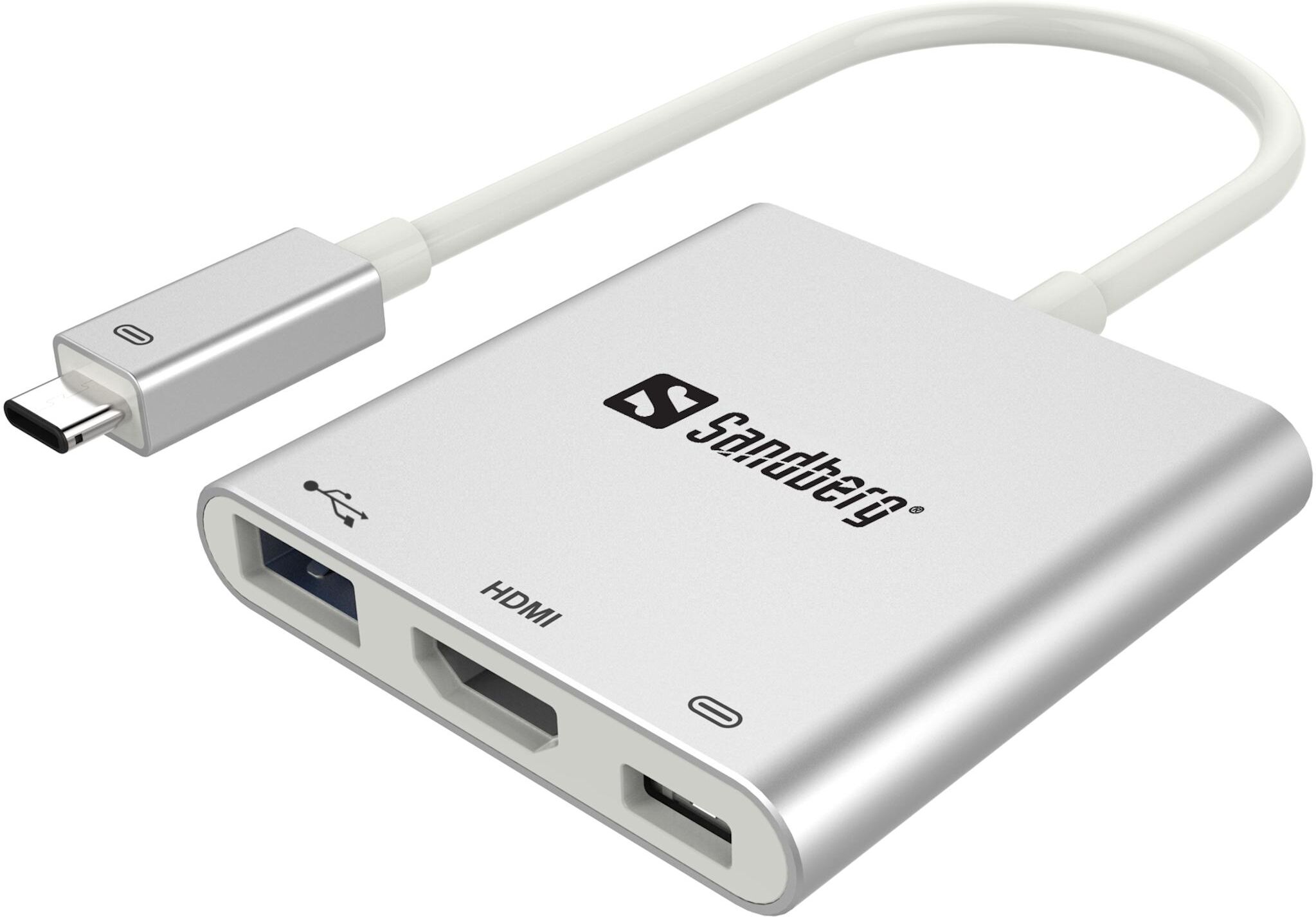 Sandberg USB-C Mini Dock HDMI+USB, White Sandberg USB-C Mini Dock HDMI+USB, White