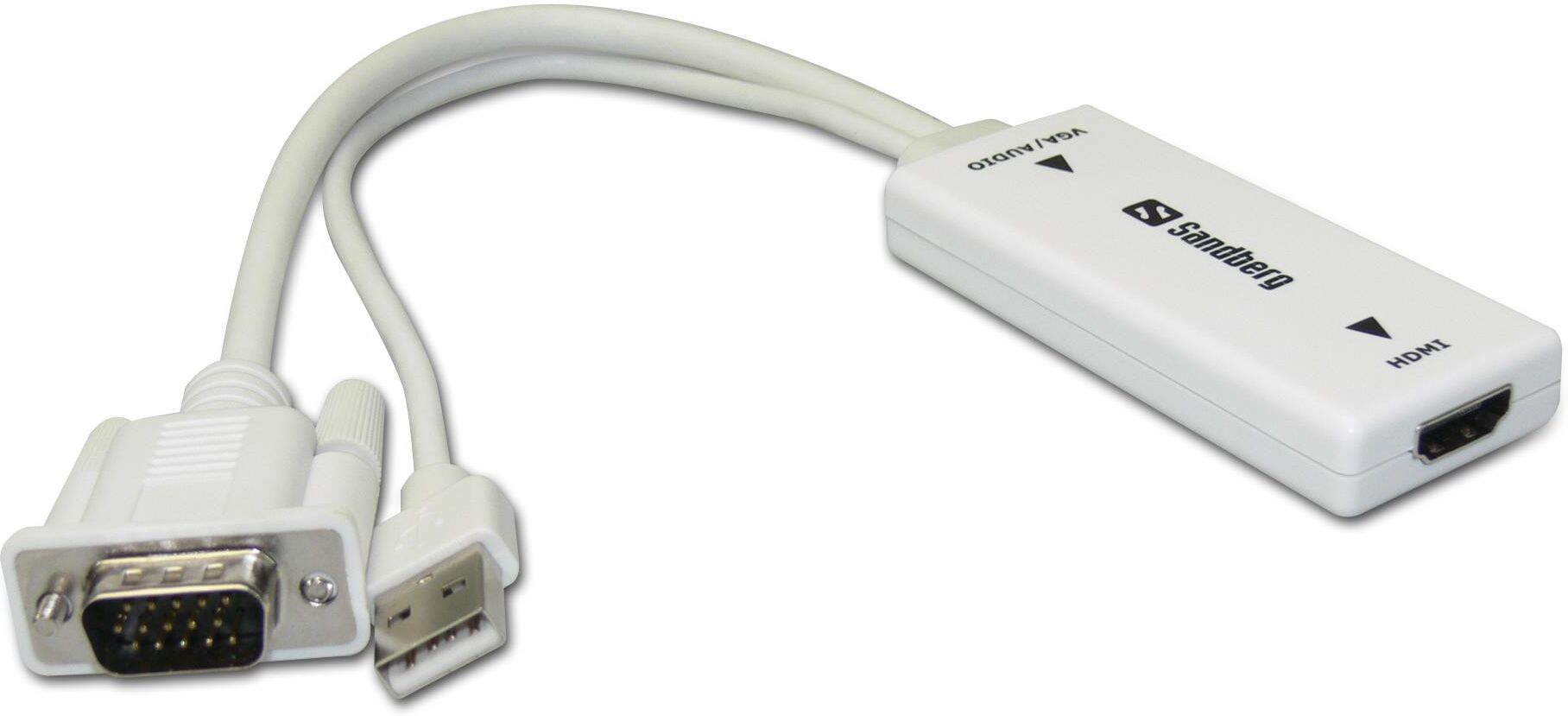 Sandberg VGA+Audio to HDMI Converter, White Sandberg VGA+Audio to HDMI Converter, White