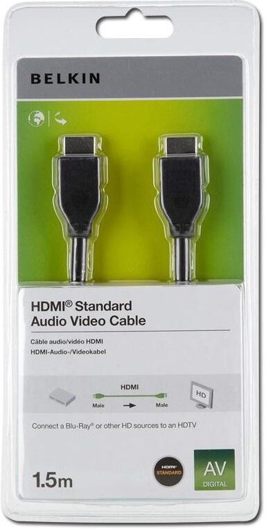 Belkin - HDMI-kabel - HDMI (hane) till HDMI (hane) - 1.5 m Belkin - HDMI-kabel - HDMI (hane) till HDMI (hane) - 1.5 m