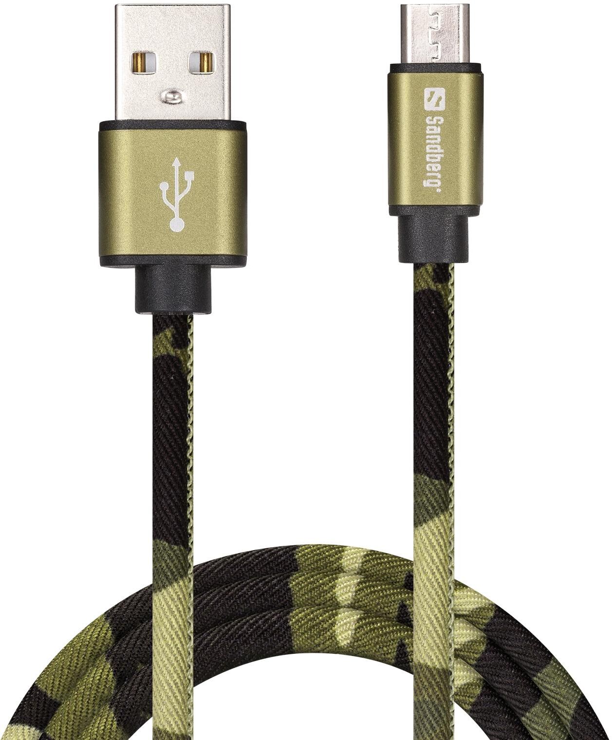 Sandberg MicroUSB Cable, Green Camouflage (1m) Sandberg MicroUSB Cable, Green Camouflage (1m)
