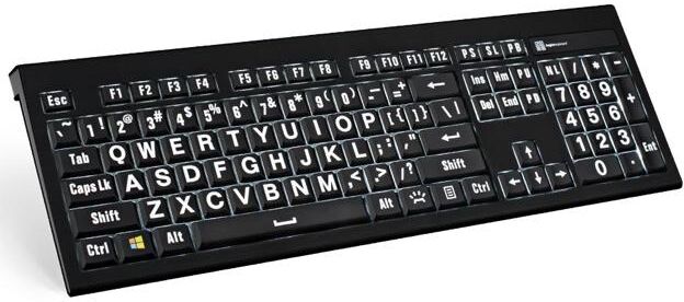Largeprint Astra for PC, Backlit Keyboard, White on Black Largeprint Astra for PC, Backlit Keyboard, White on Black