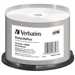 Verbatim CD-R AZO, 52X, DL + Wide Thermal Printable (50)