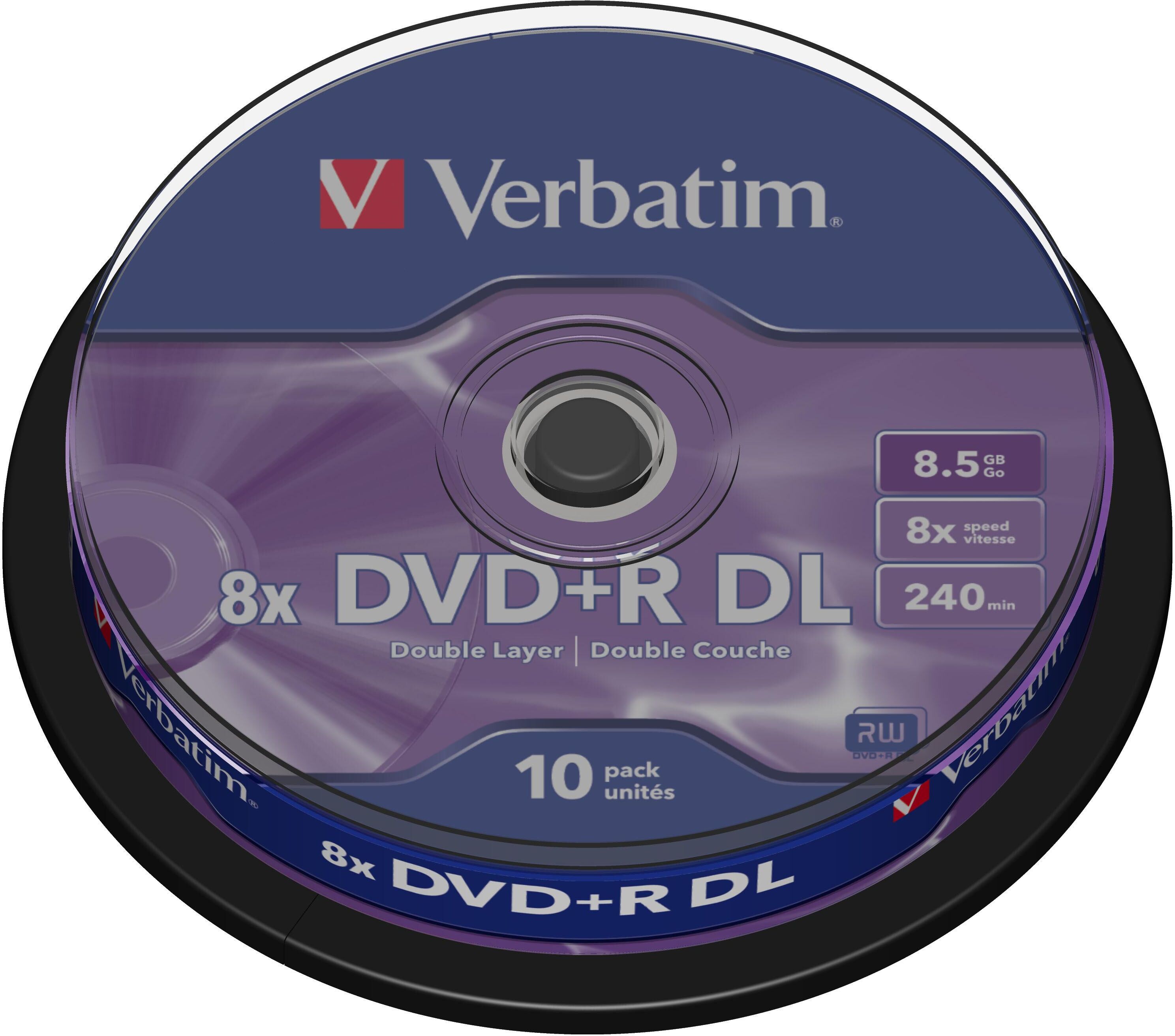 Verbatim DVD+R 8x Double Layer spindle matt (10) Verbatim DVD+R 8x Double Layer spindle matt (10)