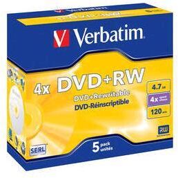 Verbatim DVD+RW Verbatim Jewelcase, 4,7Gb, 5/fp