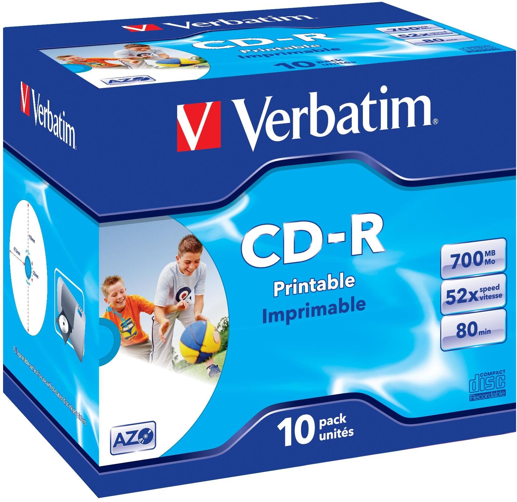 CD-R AZO, 52X, Wide Printable (10)