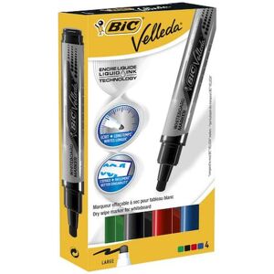 Whiteboardpenna BIC Velleda Liquid, konisk, 4/fp