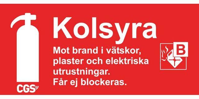 Skylt BRANDSLÄCKARE KOLSYRA 10x20cm Skylt BRANDSLÄCKARE KOLSYRA 10x20cm