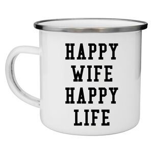 Happy Wife Happy Life   Emaljmugg