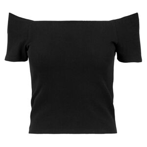 Kort T-shirt Axelskuren Ribbed UC   DamXLSvart Svart