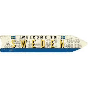 Välkomstskylt i Trä - Welcome to Sweden