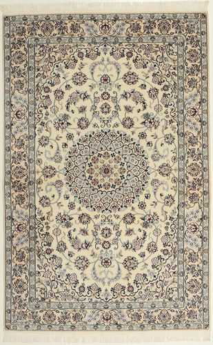 Handknuten. Ursprung: Persia / Iran Handknuten Matta Nain 6La 118X182 Ljusgrå/Beige (Ull/Silke, Persien/Iran)