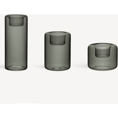 Happy Ljuslykta Antracit, 3-Pack - Kosta Boda Happy Ljuslykta Antracit, 3-Pack - Kosta Boda