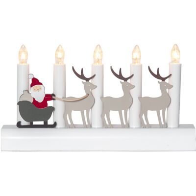 Star Trading Adventsljusstake i trä med jultomte och släde Star Trading Adventsljusstake i trä med jultomte och släde