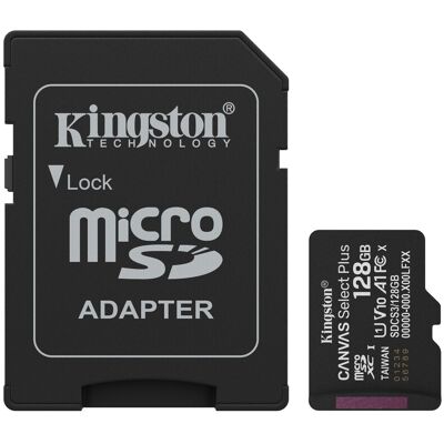 Kingston Canvas Select Plus 128GB microSDXC UHS-I (Class 10) 100MB/s inkl. adapter Kingston Canvas Select Plus 128GB microSDXC UHS-I (Class 10) 100MB/s inkl. adapter