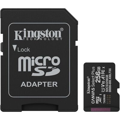 Kingston Canvas Select Plus 256GB microSDXC UHS-I (Class 10) 100MB/s inkl. adapter Kingston Canvas Select Plus 256GB microSDXC UHS-I (Class 10) 100MB/s inkl. adapter